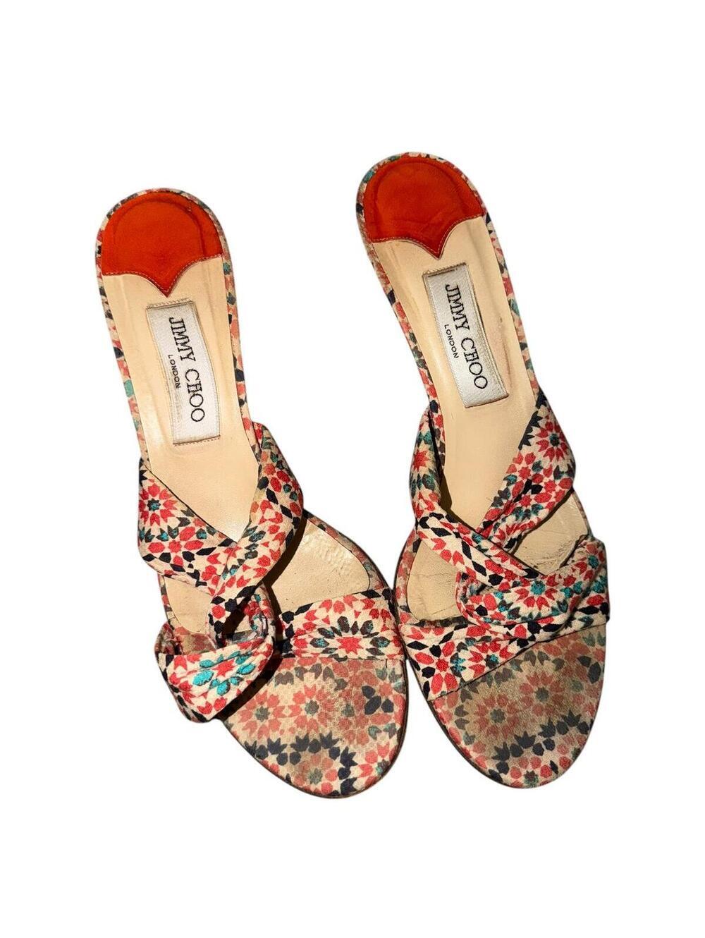 Jimmy Choo Orange Slip-On Kitten Heels Sz 40 Designer Luxury Statement Shoes